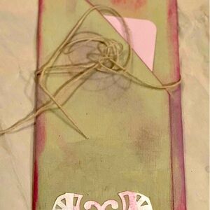 Handcrafted Distressed Travel Journal Green Pink Book